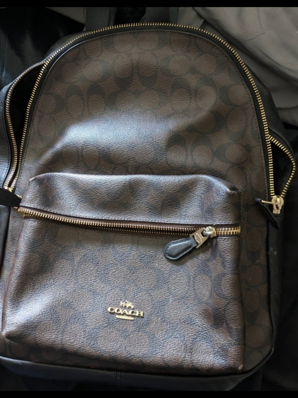**SOLD**Coach Brown and Black Signature Tote with Gold Logo Set